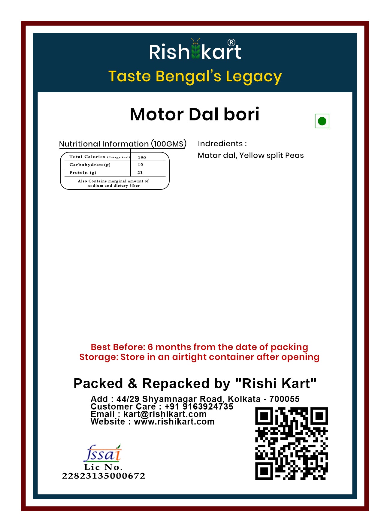 Matar Dal Bori 250g