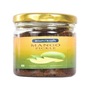 rishi kart aam tel aachar homemade mango pickle made with green mango, mustard oil, palm jaggery, preservative free | traditional indian achar 250 gm