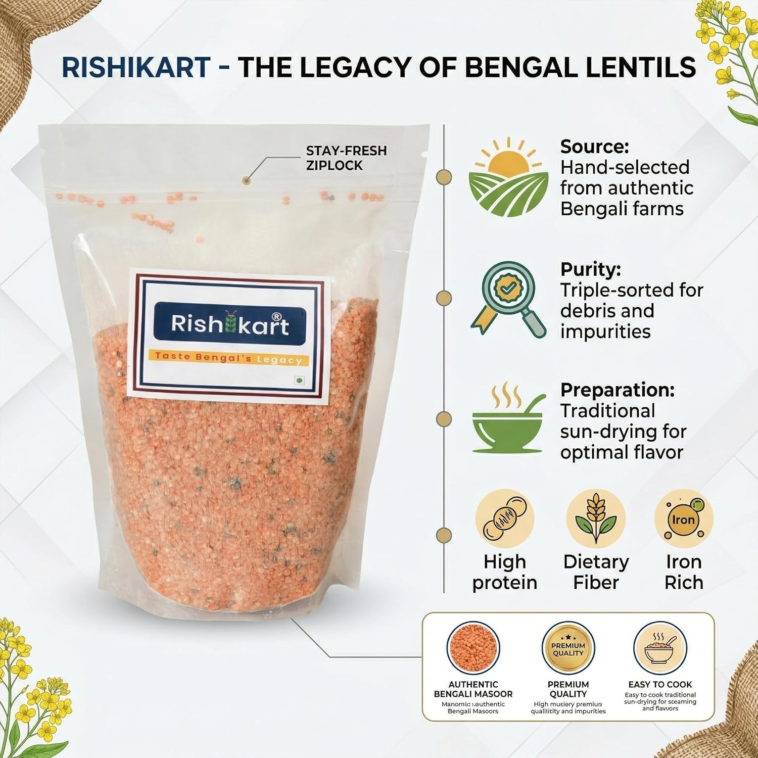 rishi kart unpolished masoor dal | desi moosor dal bengali style | rich in protein & fiber | no chemicals rishi kart unpolished masoor dal | desi moosor dal bengali style | rich in protein & fiber | no chemicals