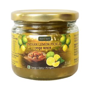 rishi kart lemon pickle 250g | lebu achar bengali style | traditional handmade | tangy & spicy flavor | no artificial preservatives